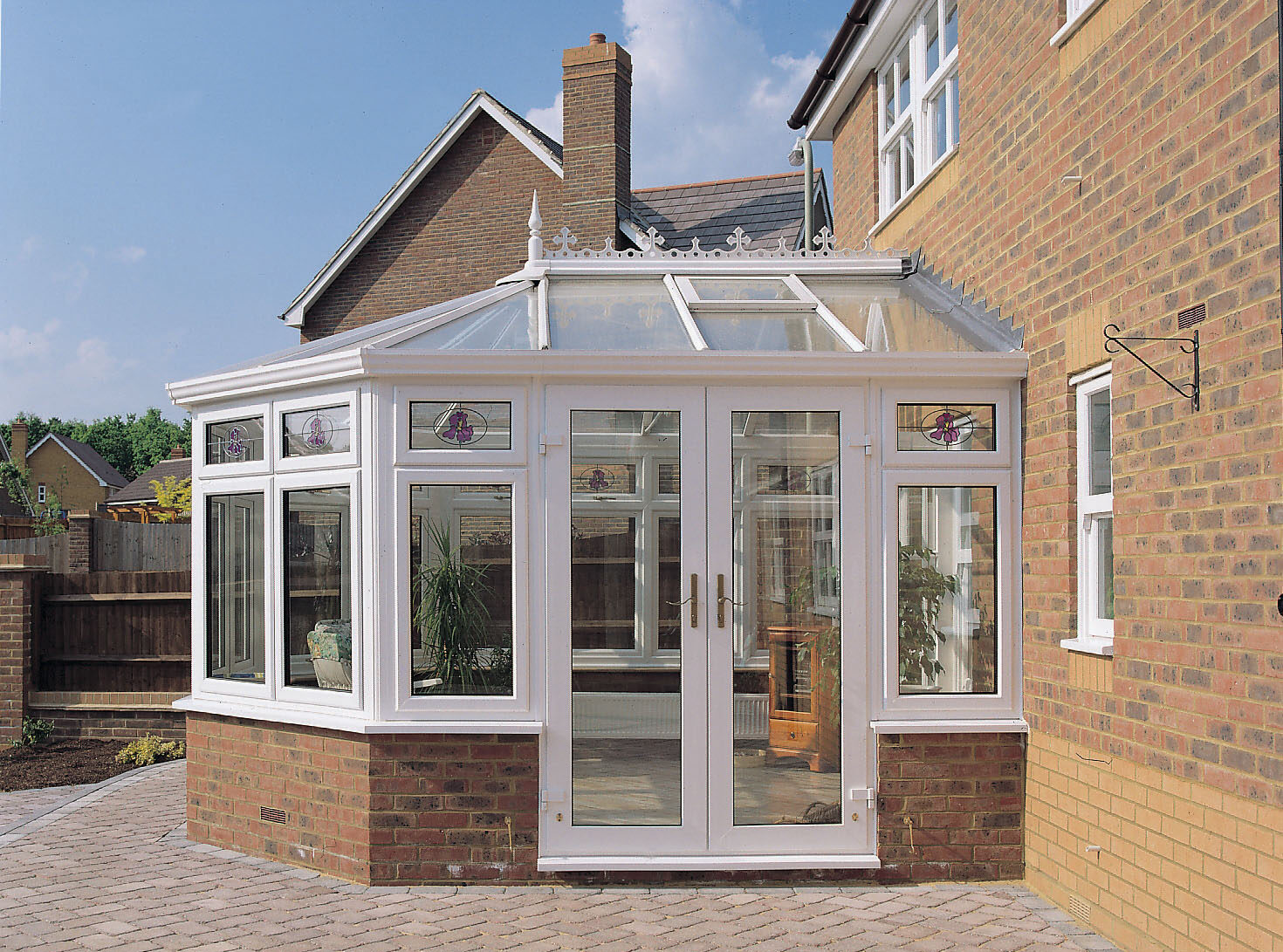 Conservatory in White PVCu with French doors